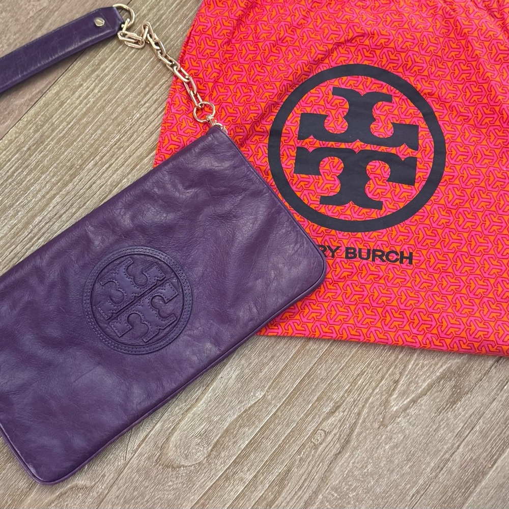 Reduced! Tory Burch Rich Purple Leather Shoulder Bag / Clutch
